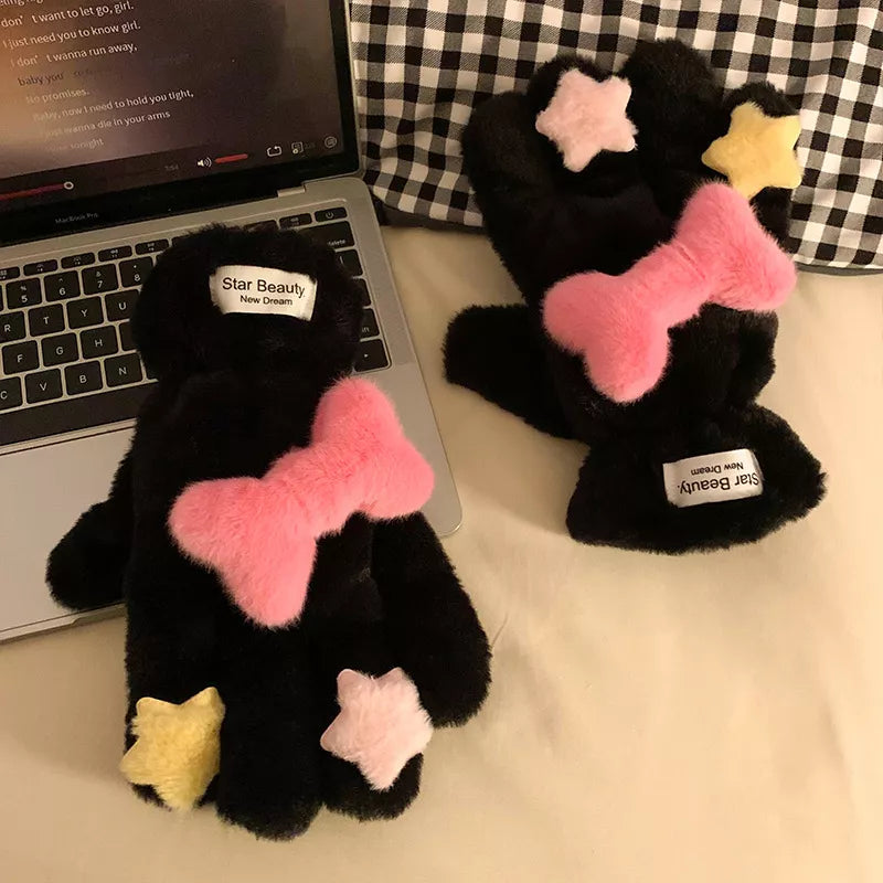 Star Plush Winter Gloves