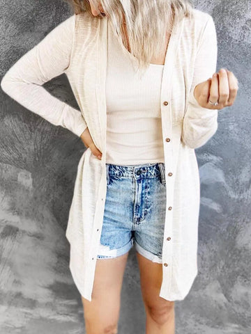 Full Size Lightweight Button-Up Cardigan Plus Size