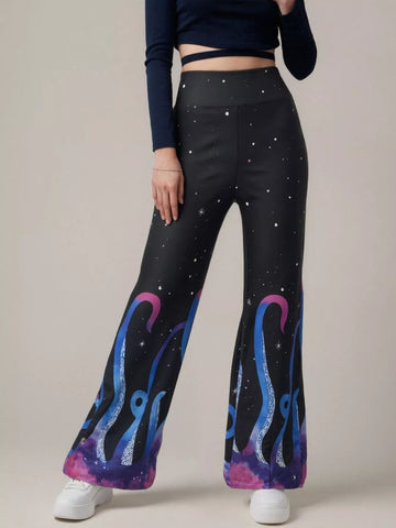 Galaxy Print Flare Pants
