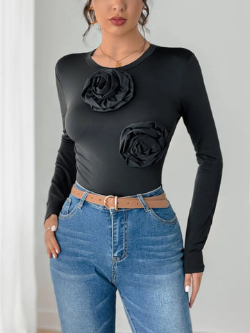 Perfee Flower Long-Sleeve Bodysuit
