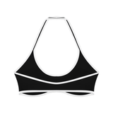 Serein Queen women's halter color block sports bra in black, back view