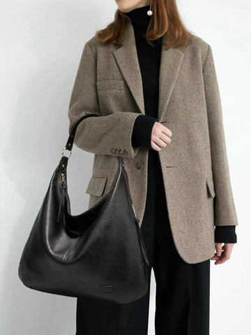 Leather Slouchy Shoulder Bag