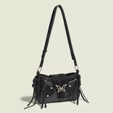 Butterfly Decor Flap Crossbody Bag