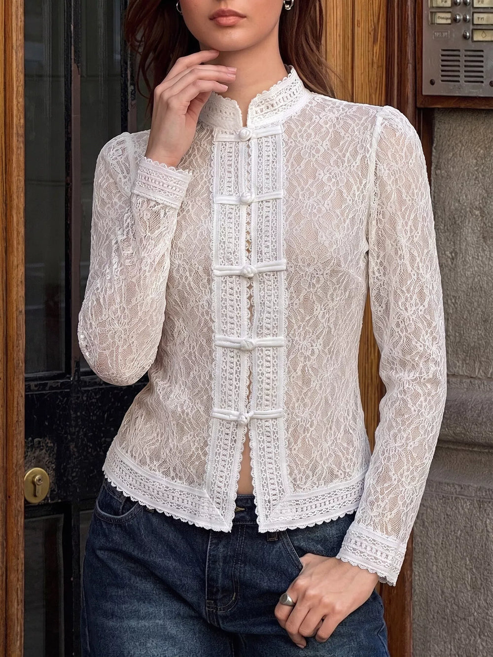 Lace Chinese Style Button Shirt