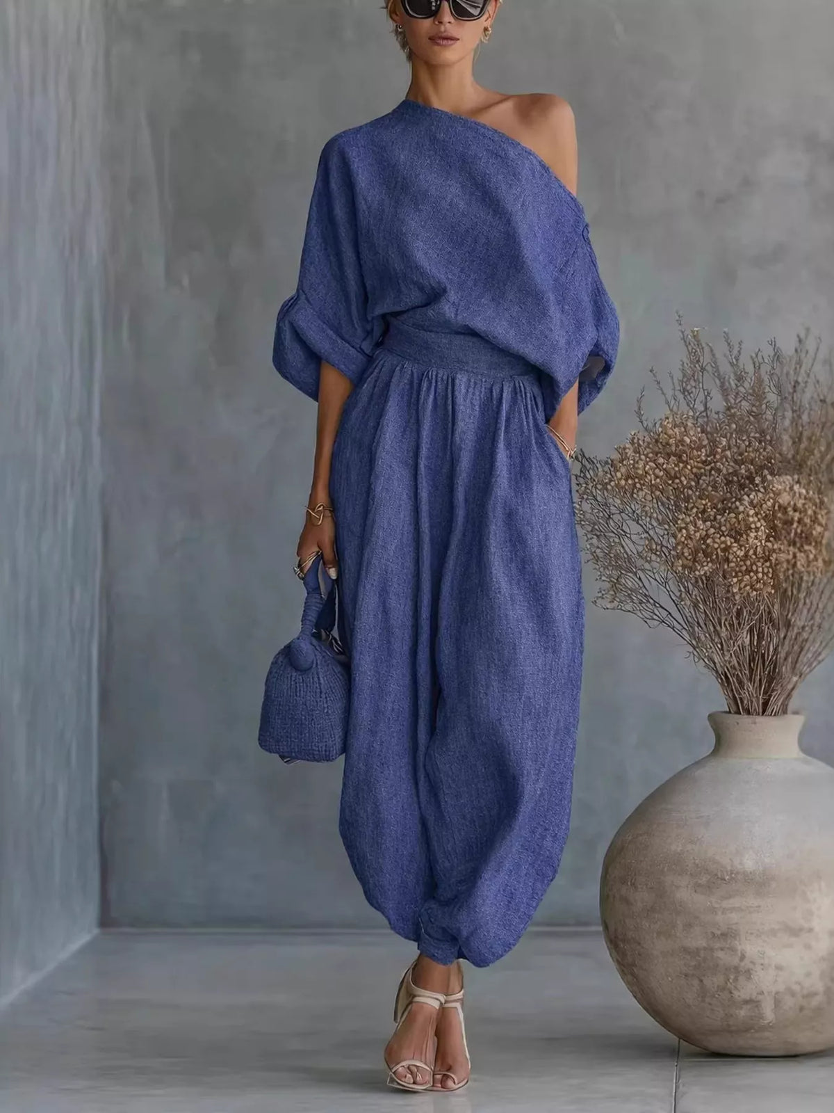 One-Shoulder Top and Joggers Set