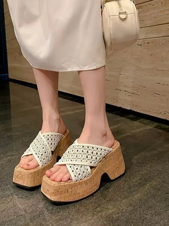 Hollow Out Mesh Platform Sandals