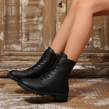 Round Toe Lace Up Boots