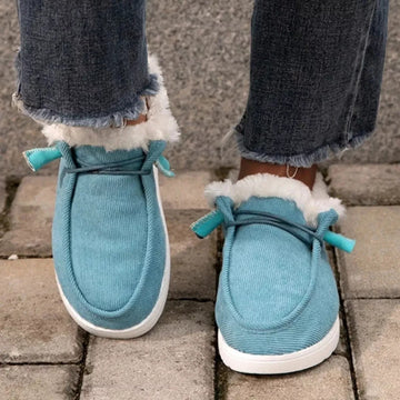 Fuzzy Lined Corduroy Slip Ons