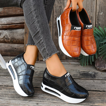 Crocodile Pattern Platform Slip Ons