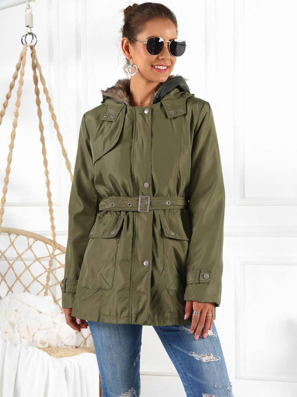 Ivy Lane Full Size Hooded Jacket with Detachable Liner (Three Way Wear)