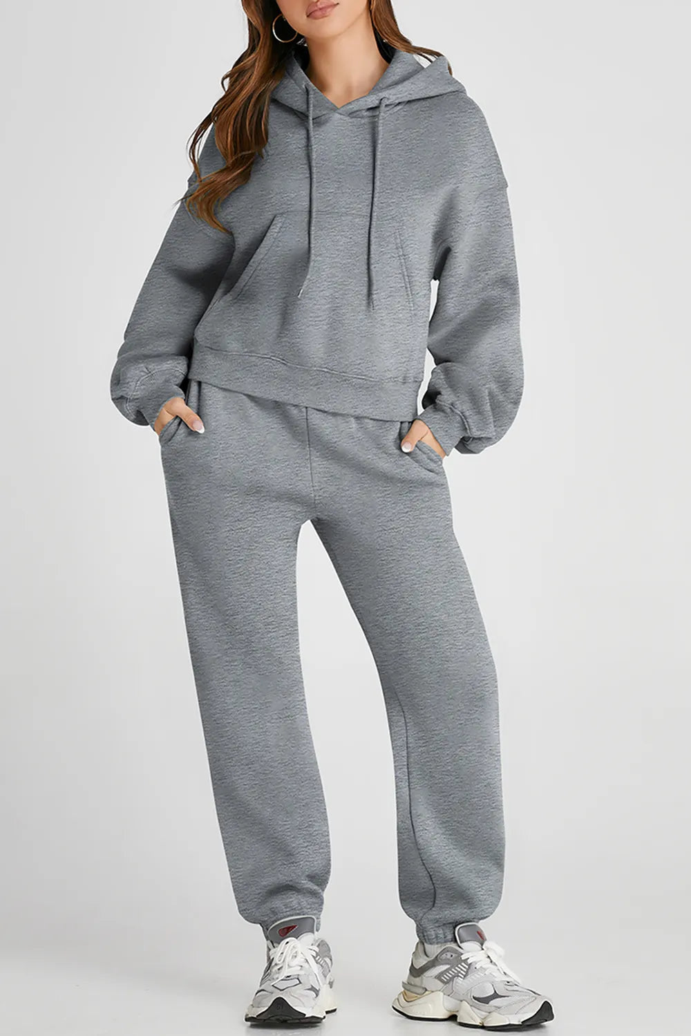Dropped Shoulder Hooded Top and Pants Active Set selected from Bottoms Spotlight for The Bottom Line: Silhouettes That Balance the Look