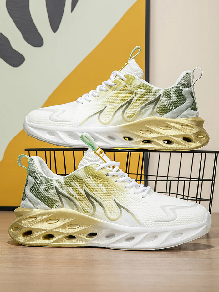 Round-Toe Lace-Up Mesh Athletic Sneakers